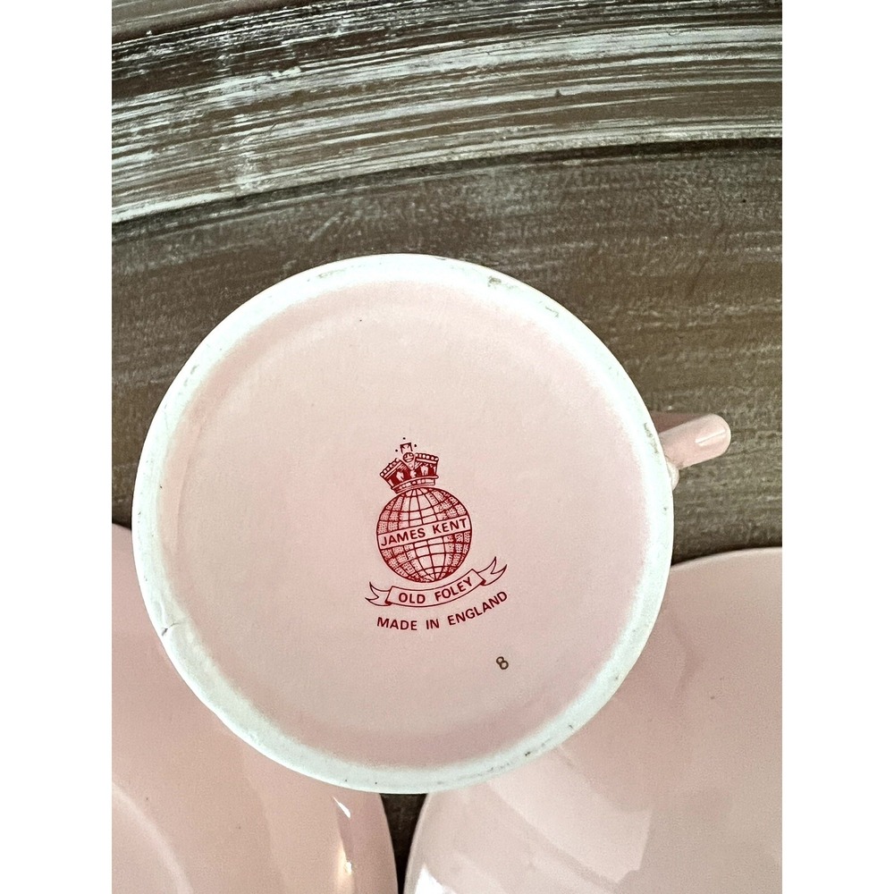 Vtg James Kent Old Foley England Nursery Rhyme Cup Bowl Plate Set Pink Alphabet - Picture 6 of 11